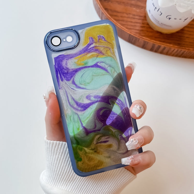For iPhone SE 2022/2020 / 8 / 7 Oil Painting Electroplating TPU Phone Case(Blue)