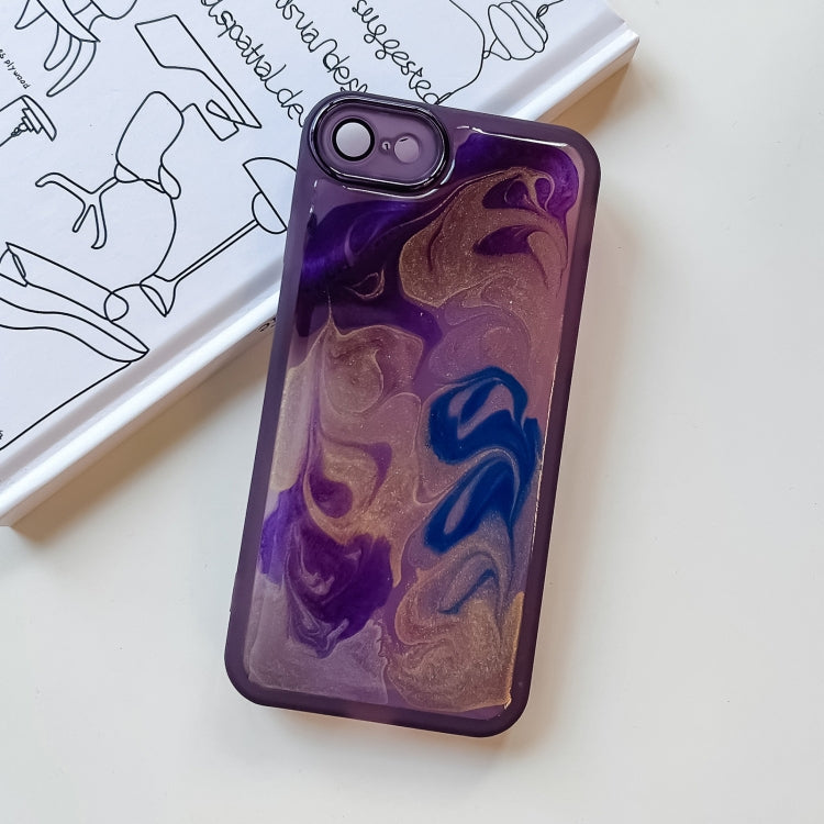 For iPhone SE 2022/2020 / 8 / 7 Oil Painting Electroplating TPU Phone Case(Purple)