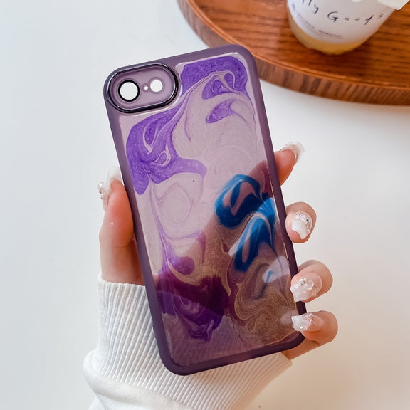 For iPhone SE 2022/2020 / 8 / 7 Oil Painting Electroplating TPU Phone Case(Purple)