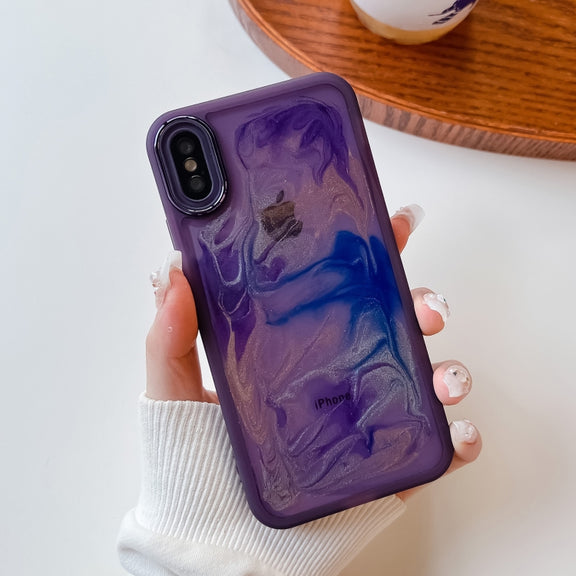 For iPhone X / XS Oil Painting Electroplating TPU Phone Case(Purple)