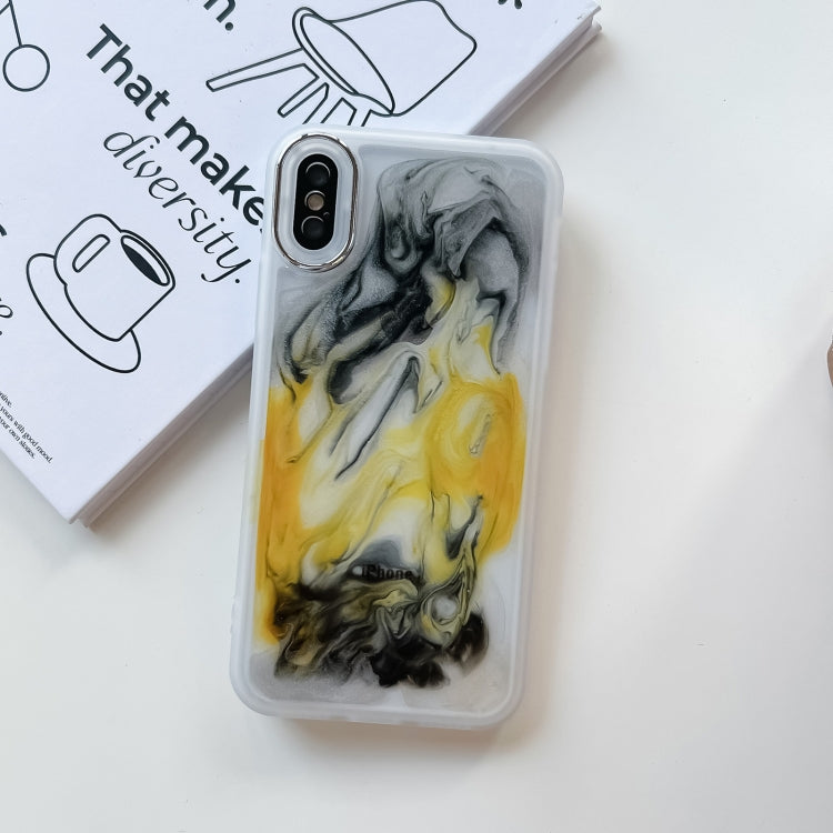 For iPhone X / XS Oil Painting Electroplating TPU Phone Case(White)