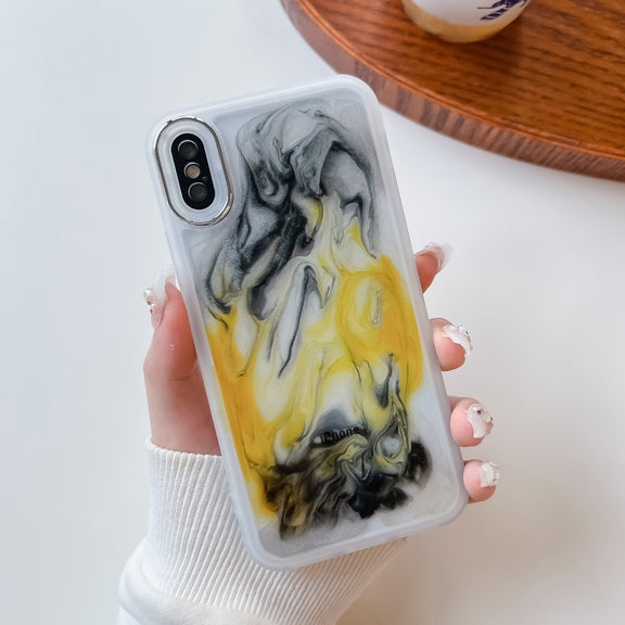 For iPhone X / XS Oil Painting Electroplating TPU Phone Case(White)