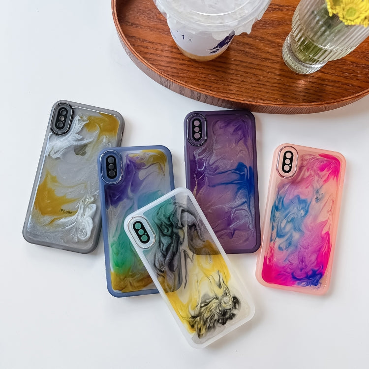 For iPhone X / XS Oil Painting Electroplating TPU Phone Case(White)