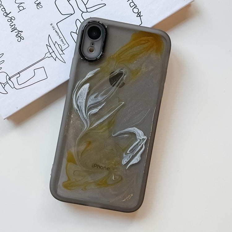 For iPhone XR Oil Painting Electroplating TPU Phone Case(Grey)