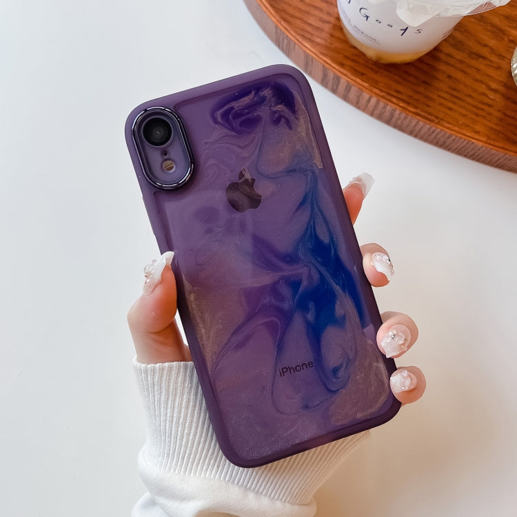 For iPhone XR Oil Painting Electroplating TPU Phone Case(Purple)