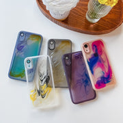 For iPhone XR Oil Painting Electroplating TPU Phone Case(Purple)