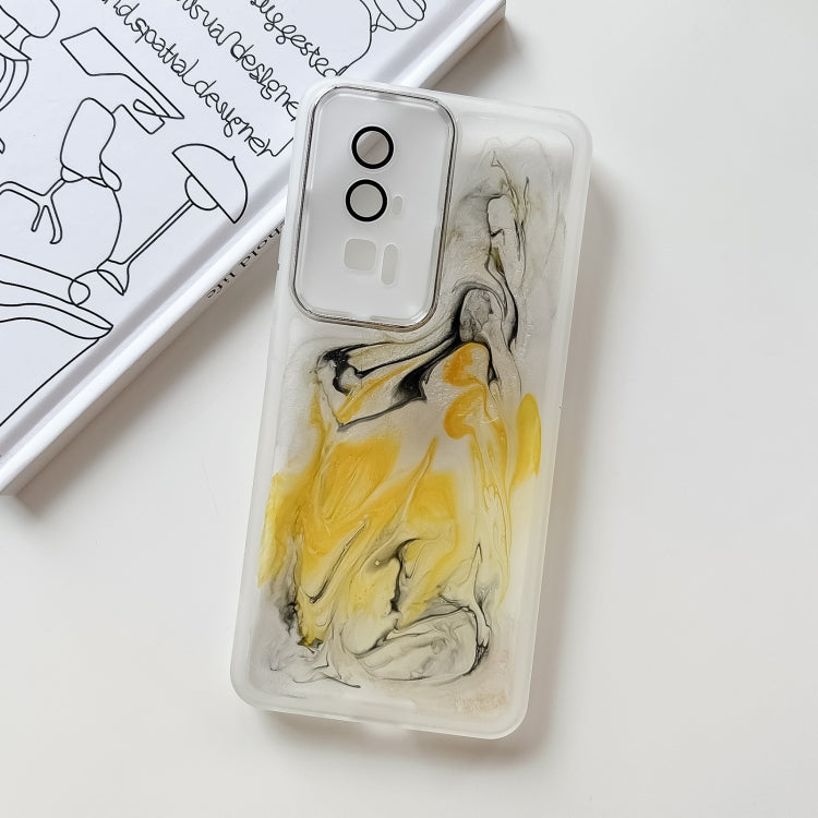 For Xiaomi Redmi K60 Oil Painting Electroplating TPU Phone Case(White)