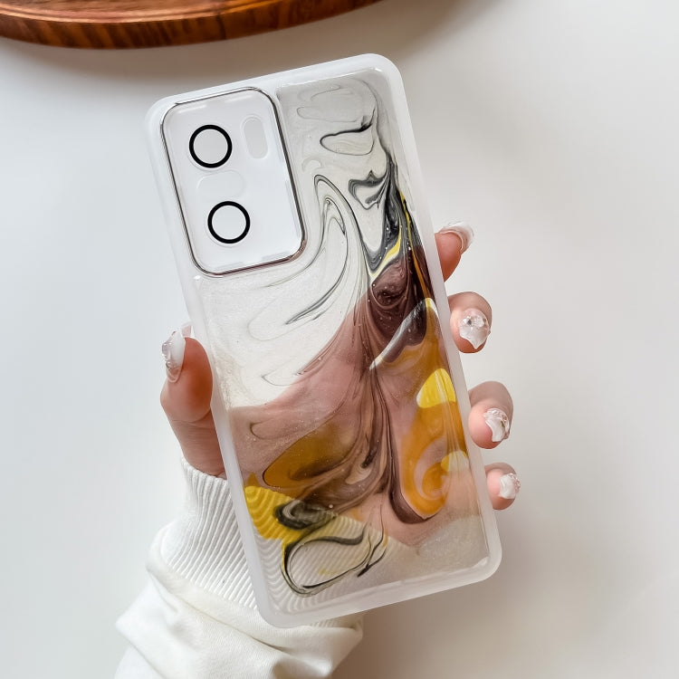 For Xiaomi Redmi K40 Oil Painting Electroplating TPU Phone Case(White)