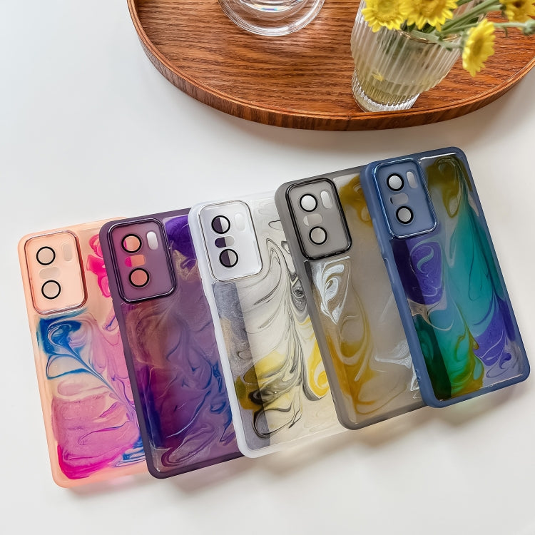 For Xiaomi Redmi K40 Oil Painting Electroplating TPU Phone Case(White)