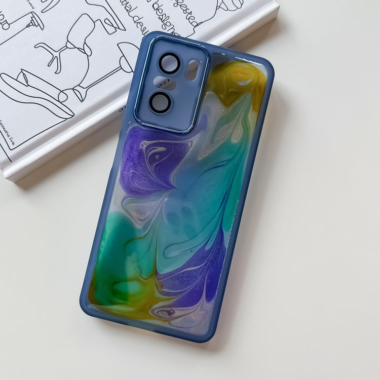 For Xiaomi Redmi K40 Pro Oil Painting Electroplating TPU Phone Case(Blue)