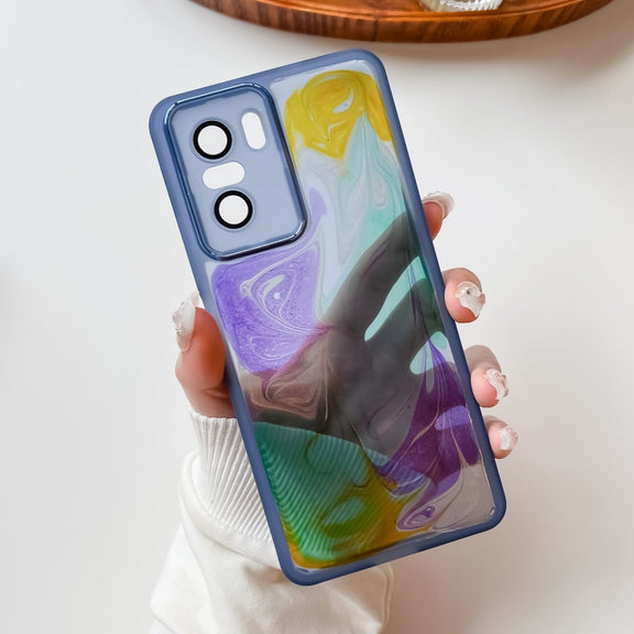 For Xiaomi Redmi K40 Pro Oil Painting Electroplating TPU Phone Case(Blue)