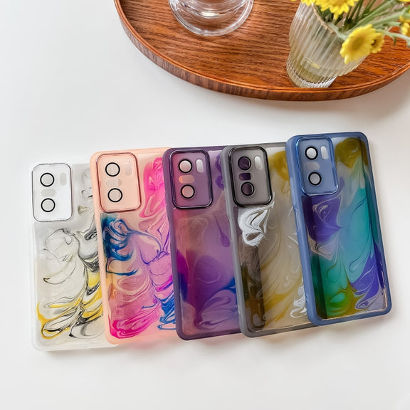 For Xiaomi Redmi K40 Pro Oil Painting Electroplating TPU Phone Case(Blue)