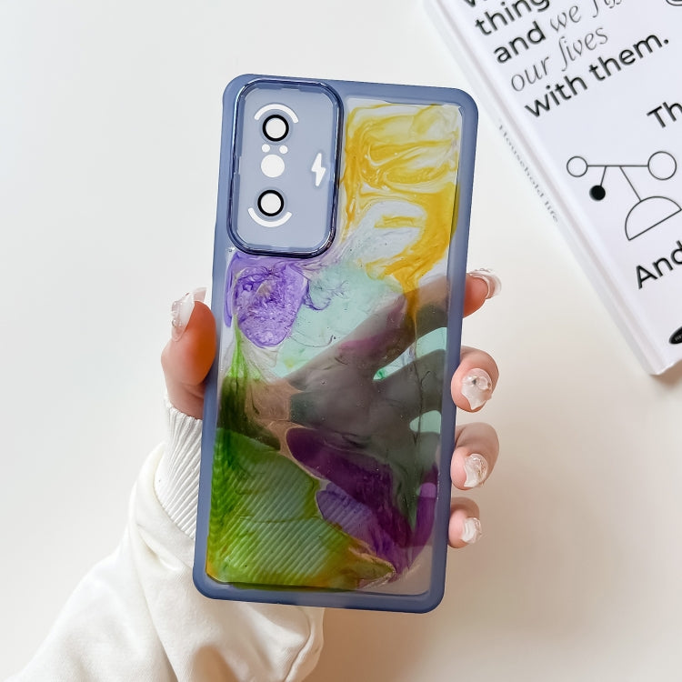For Xiaomi Redmi K40 Gaming Oil Painting Electroplating TPU Phone Case(Blue)