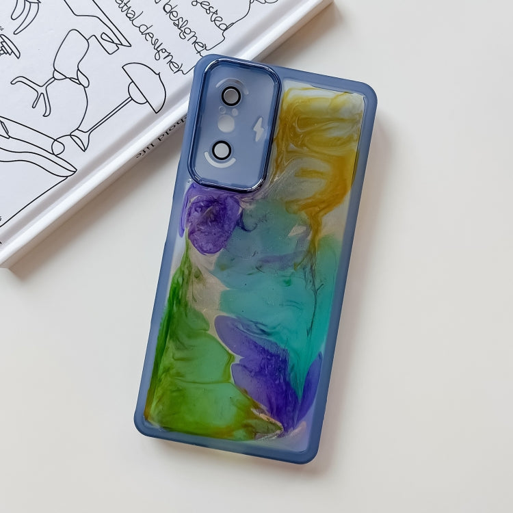 For Xiaomi Redmi K40 Gaming Oil Painting Electroplating TPU Phone Case(Blue)