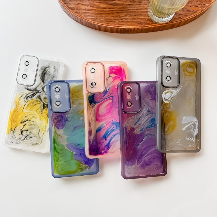 For Xiaomi Redmi K40 Gaming Oil Painting Electroplating TPU Phone Case(Blue)