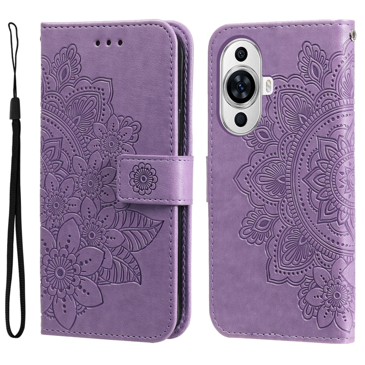 For Huawei nova 11 Seven-petal Flowers Embossing Leather Phone Case(Light Purple)