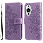 For Huawei nova 11 Seven-petal Flowers Embossing Leather Phone Case(Light Purple)