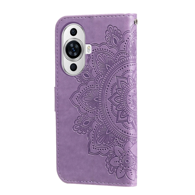 For Huawei nova 11 Seven-petal Flowers Embossing Leather Phone Case(Light Purple)