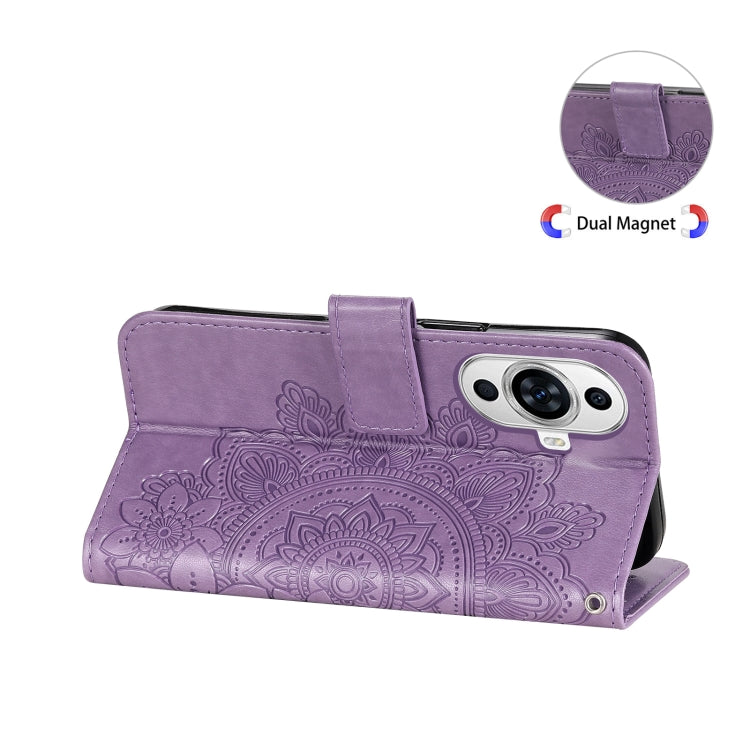 For Huawei nova 11 Seven-petal Flowers Embossing Leather Phone Case(Light Purple)