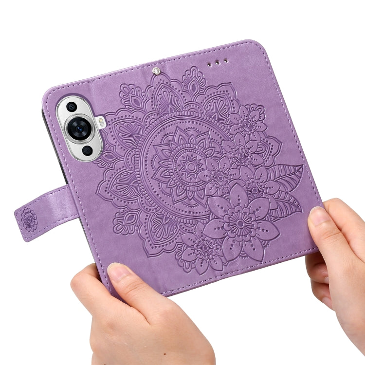 For Huawei nova 11 Seven-petal Flowers Embossing Leather Phone Case(Light Purple)