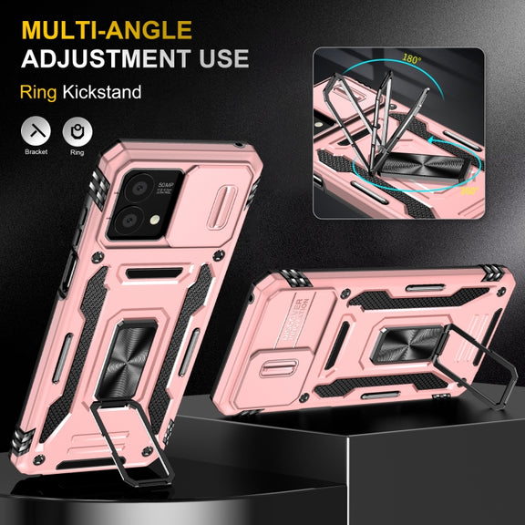 For Motorola Moto G Stylus 2023 Armor PC + TPU Camera Shield Phone Case(Rose Gold)