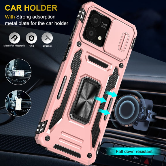 For Motorola Moto G Stylus 2023 Armor PC + TPU Camera Shield Phone Case(Rose Gold)