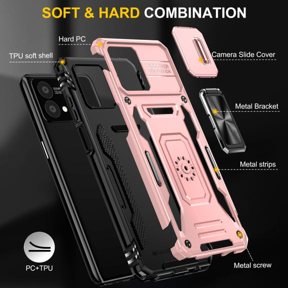 For Motorola Moto G Stylus 2023 Armor PC + TPU Camera Shield Phone Case(Rose Gold)
