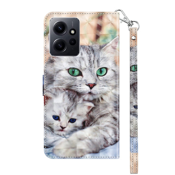 For Xiaomi Redmi Note  12 Pro+ 5G Global 3D Painted Pattern Leather Phone Case(Two Loving Cats)