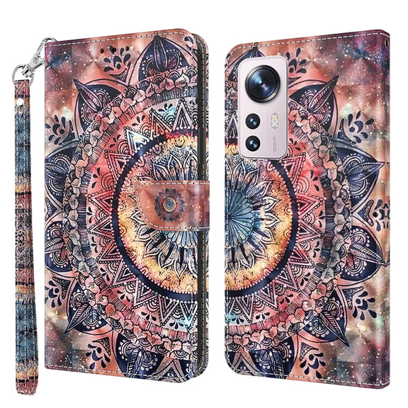 For Xiaomi 12 Pro 3D Painted Pattern Leather Phone Case(Colorful Mandala)