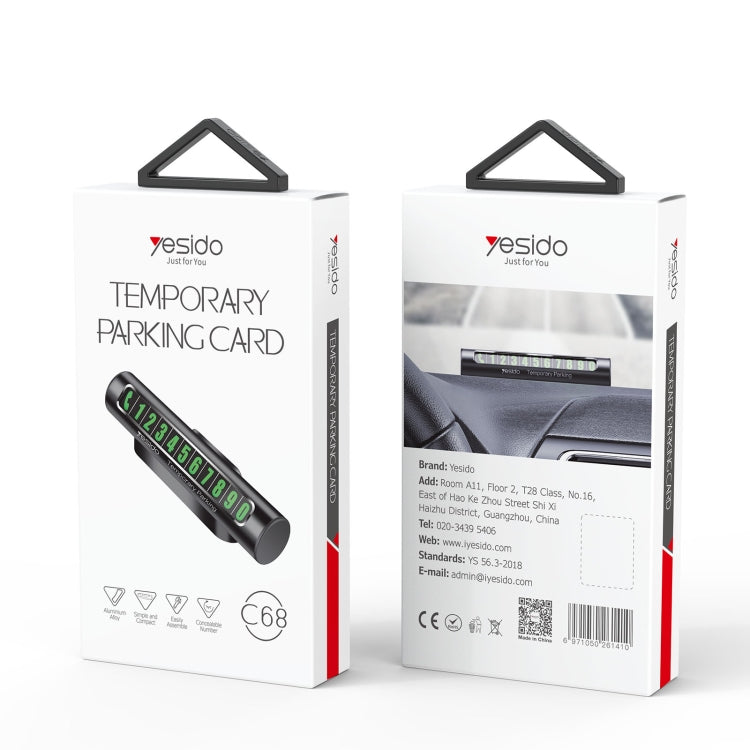 Yesido C68 Car Temporary Parking Card Magnetic Adsorption Luminous Phone Number Plate(Black)