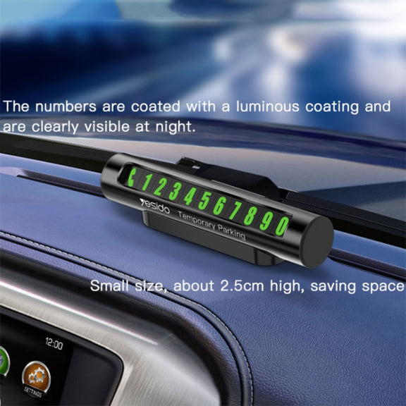 Yesido C68 Car Temporary Parking Card Magnetic Adsorption Luminous Phone Number Plate(Black)