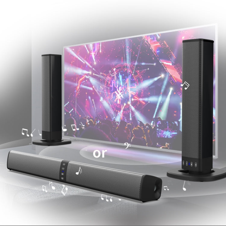 BS-36 20W Multi-Function 3D Stereo Surround Bluetooth Speaker Subwoofer Soundbar(Black)