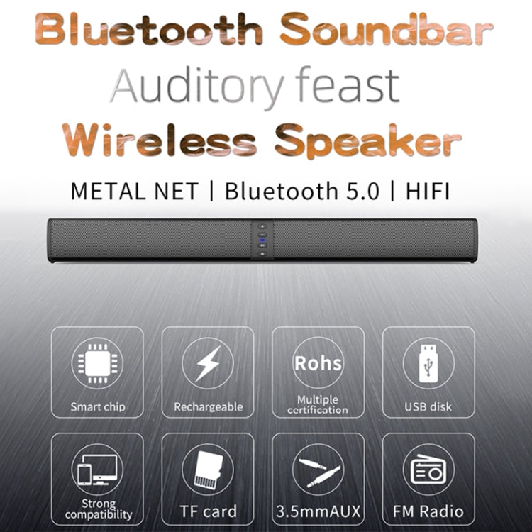 BS-36 20W Multi-Function 3D Stereo Surround Bluetooth Speaker Subwoofer Soundbar(Black)