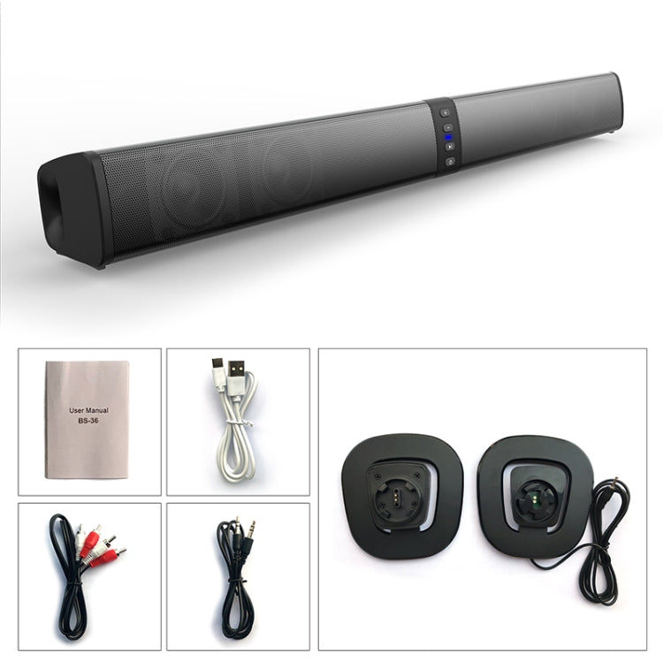 BS-36 20W Multi-Function 3D Stereo Surround Bluetooth Speaker Subwoofer Soundbar(Black)