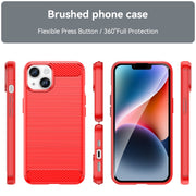 For iPhone 15 Brushed Texture Carbon Fiber TPU Phone Case(Red)