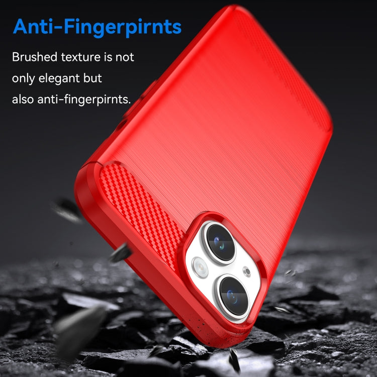 For iPhone 15 Brushed Texture Carbon Fiber TPU Phone Case(Red)