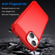 For iPhone 15 Brushed Texture Carbon Fiber TPU Phone Case(Red)