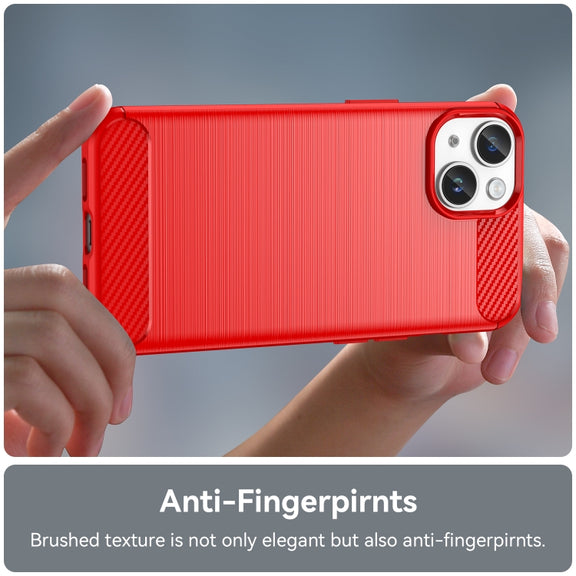 For iPhone 15 Brushed Texture Carbon Fiber TPU Phone Case(Red)