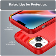 For iPhone 15 Brushed Texture Carbon Fiber TPU Phone Case(Red)