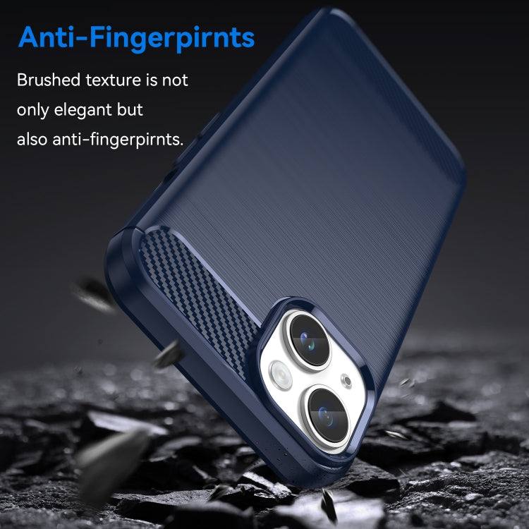 For iPhone 15 Plus Brushed Texture Carbon Fiber TPU Phone Case(Blue)