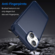 For iPhone 15 Plus Brushed Texture Carbon Fiber TPU Phone Case(Blue)