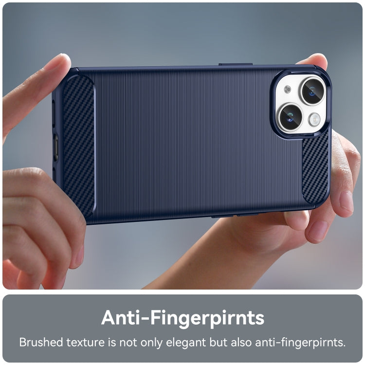For iPhone 15 Plus Brushed Texture Carbon Fiber TPU Phone Case(Blue)