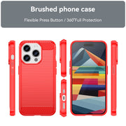For iPhone 15 Pro Brushed Texture Carbon Fiber TPU Phone Case(Red)