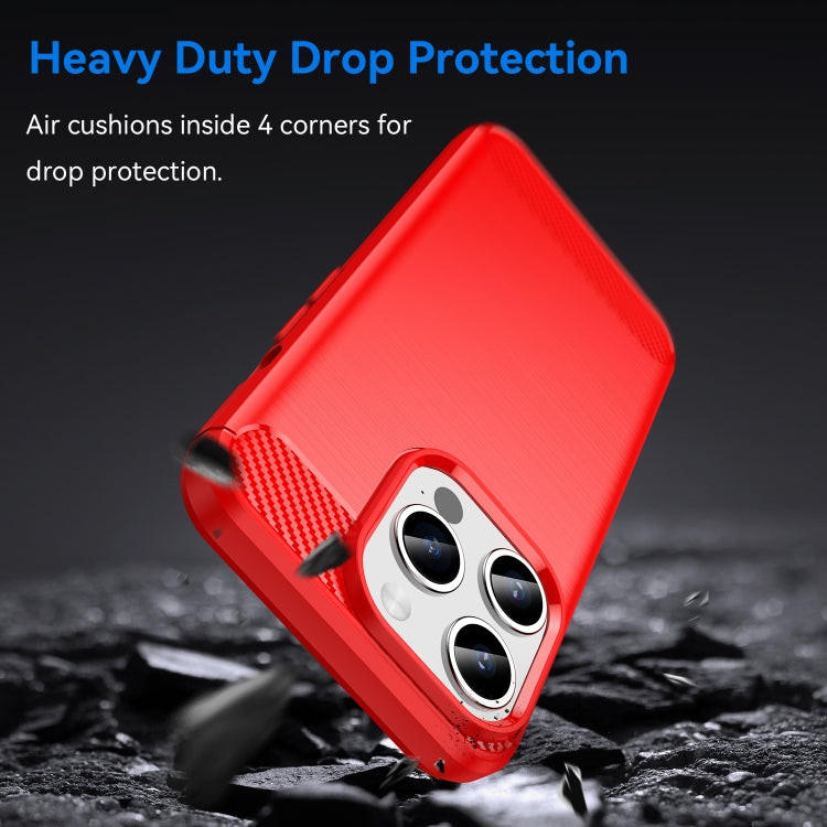 For iPhone 15 Pro Brushed Texture Carbon Fiber TPU Phone Case(Red)