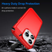 For iPhone 15 Pro Brushed Texture Carbon Fiber TPU Phone Case(Red)