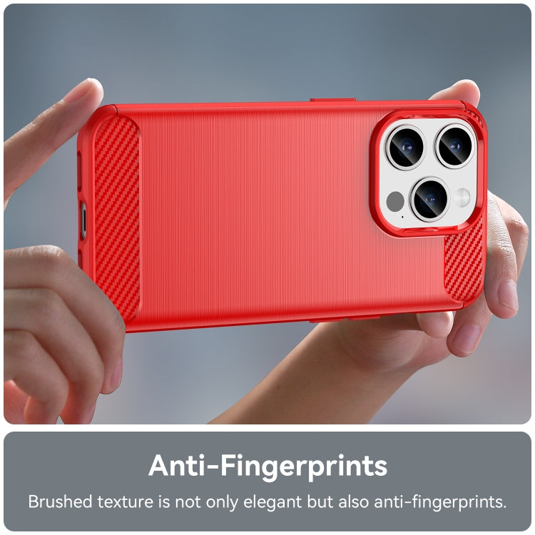 For iPhone 15 Pro Brushed Texture Carbon Fiber TPU Phone Case(Red)