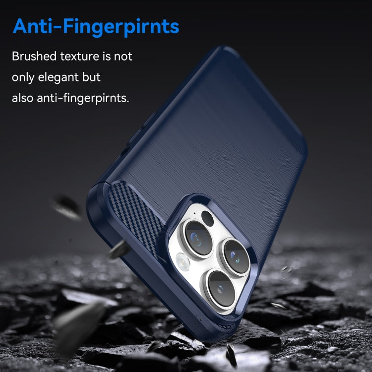For iPhone 15 Pro Max Brushed Texture Carbon Fiber TPU Phone Case(Blue)