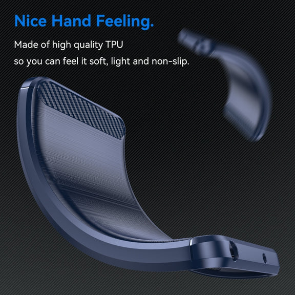 For iPhone 15 Pro Max Brushed Texture Carbon Fiber TPU Phone Case(Blue)
