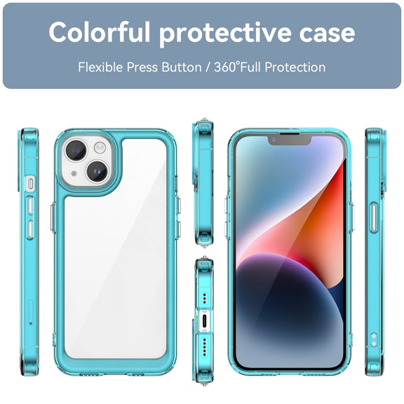 For iPhone 15 Plus Colorful Series Acrylic + TPU Phone Case(Transparent Blue)