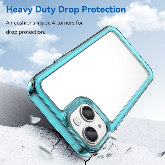 For iPhone 15 Plus Colorful Series Acrylic + TPU Phone Case(Transparent Blue)